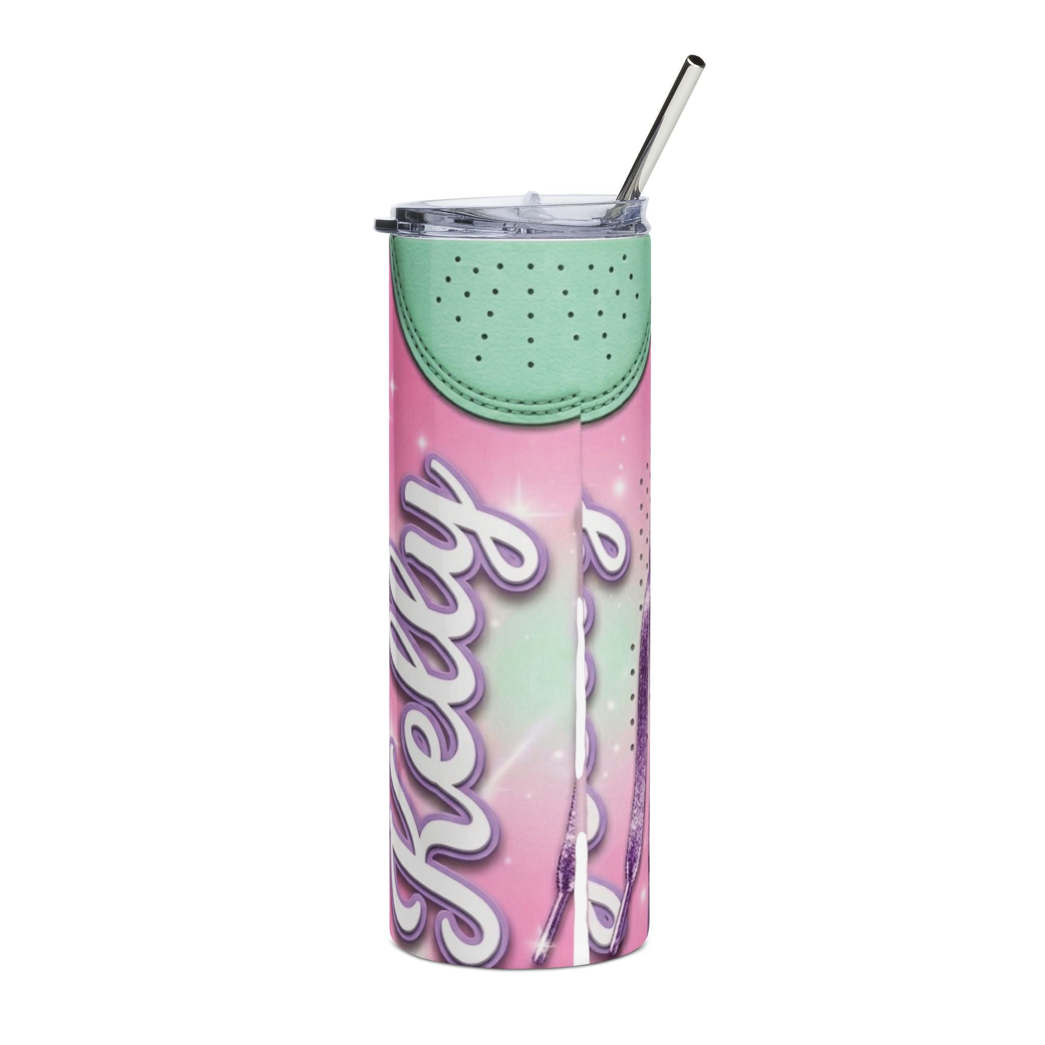 20oz Stainless Steel Tumbler — Pastel Pink Mermaid Vibes with 'Pretty' Script