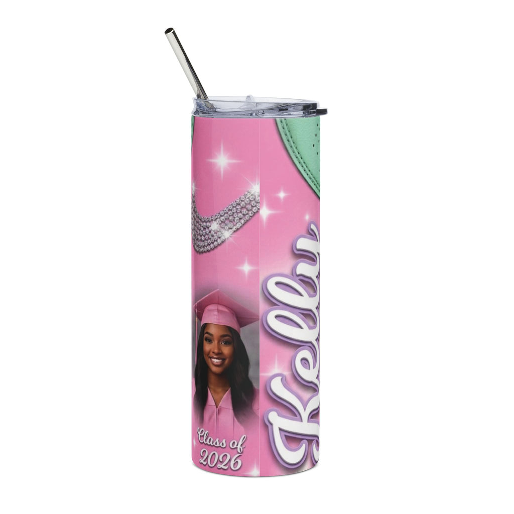 20oz Stainless Steel Tumbler — Pastel Pink Mermaid Vibes with 'Pretty' Script