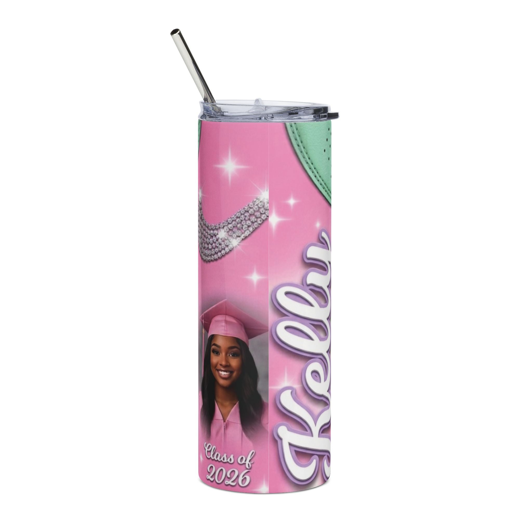 20oz Stainless Steel Tumbler — Pastel Pink Mermaid Vibes with 'Pretty' Script