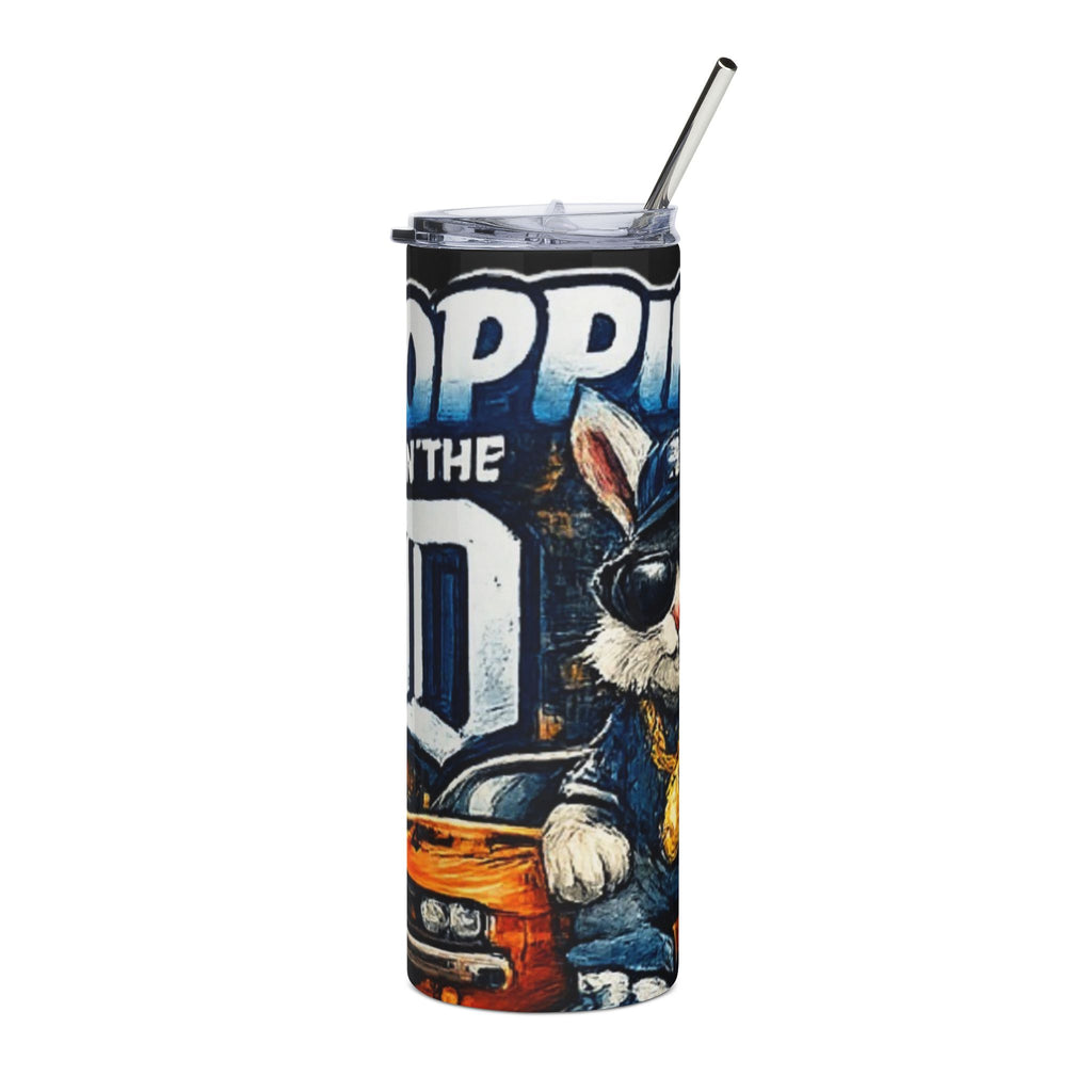 20oz Stainless Steel Tumbler — Hoppin' in the D Design (Detroit Car & Cool Bunny)