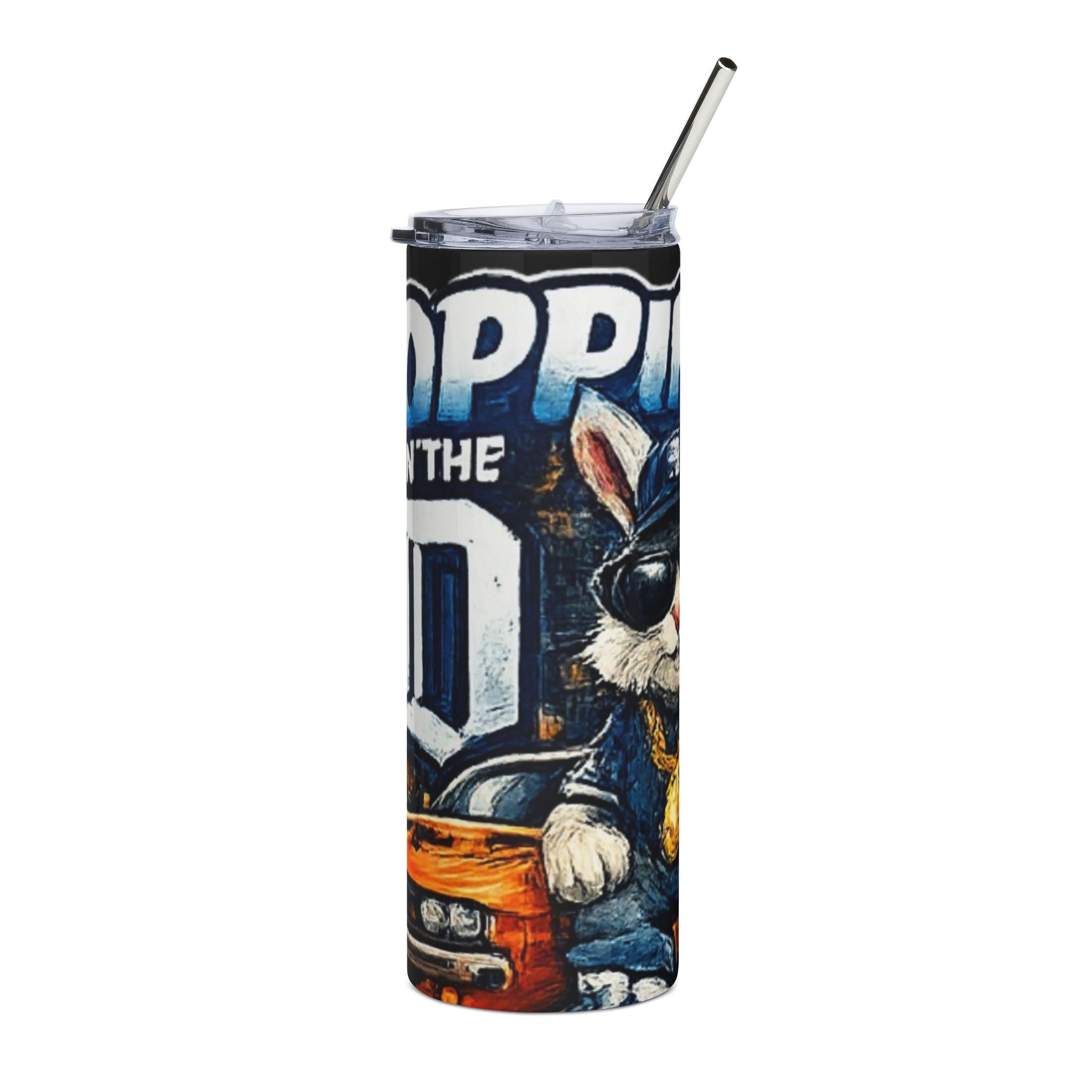 20oz Stainless Steel Tumbler — Hoppin' in the D Design (Detroit Car & Cool Bunny)