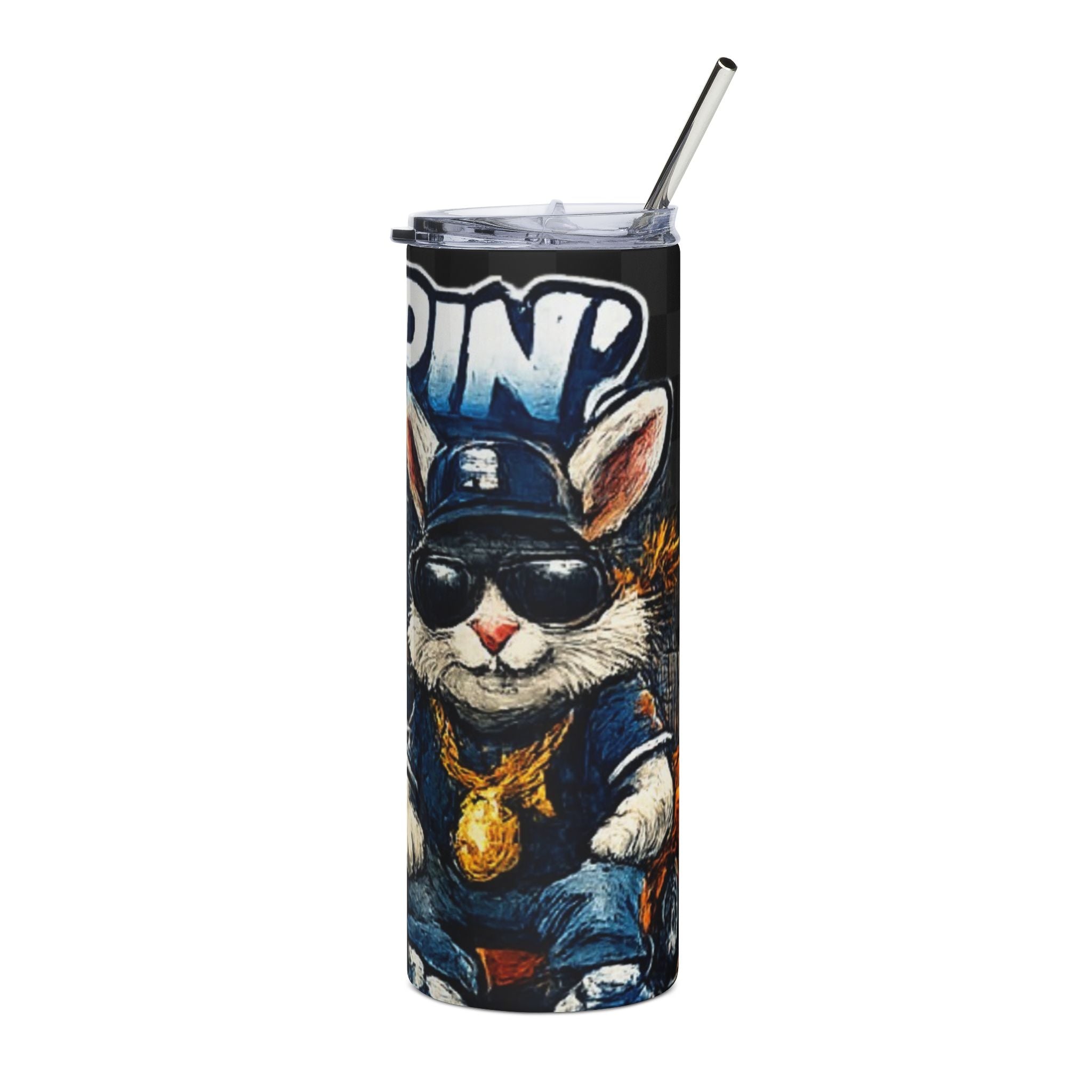 20oz Stainless Steel Tumbler — Hoppin' in the D Design (Detroit Car & Cool Bunny)