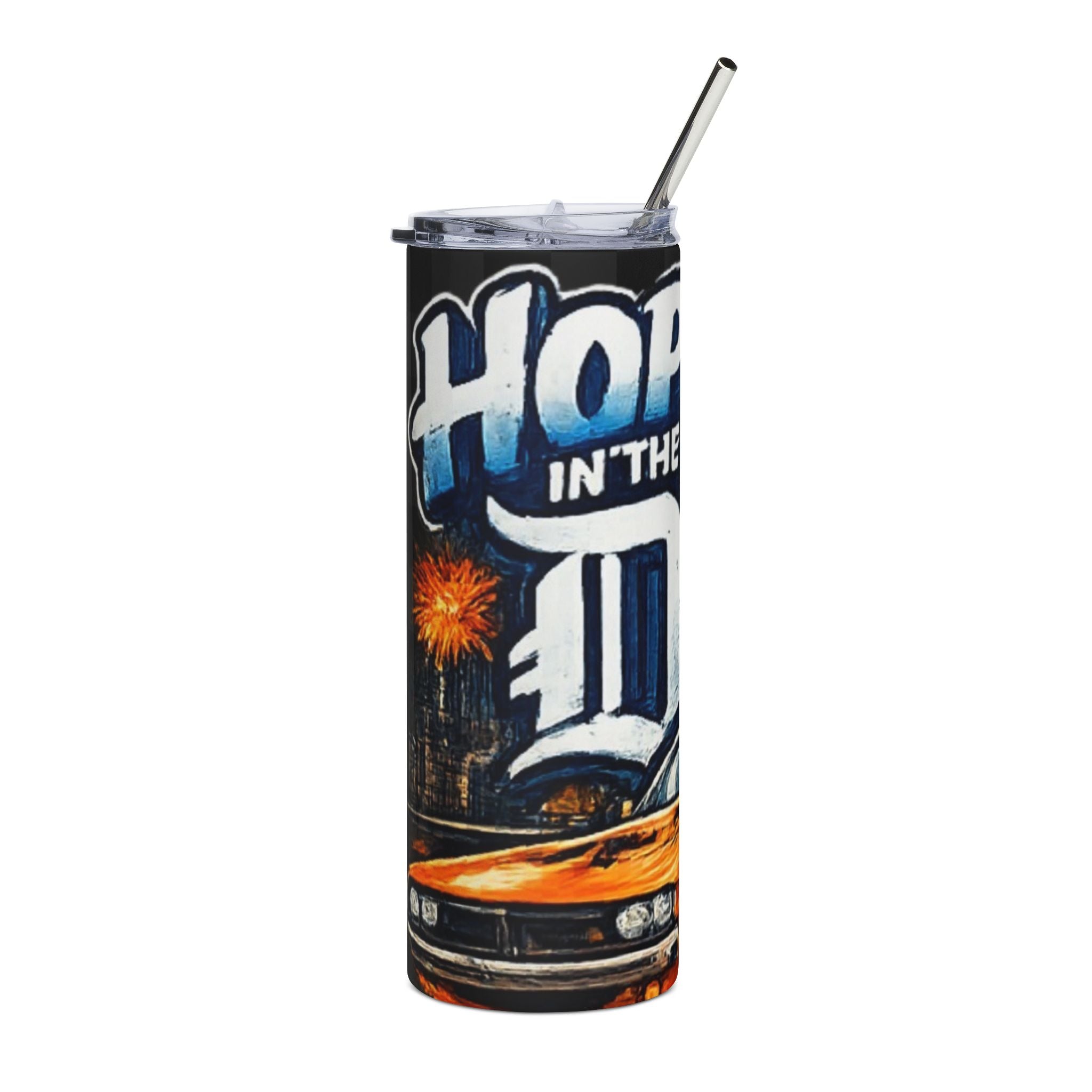 20oz Stainless Steel Tumbler — Hoppin' in the D Design (Detroit Car & Cool Bunny)